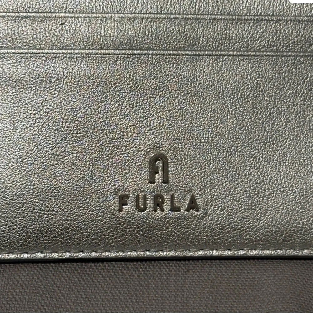 Furla Metallic Silver Leather Card Case